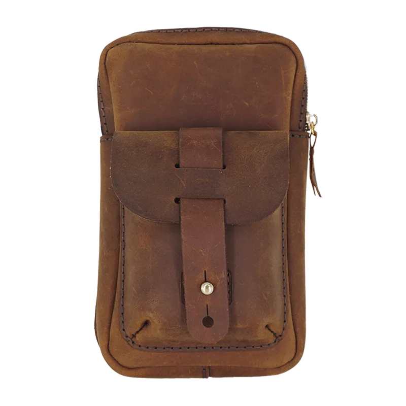 Handmade LEATHER MEN Belt Pouch Waist BAG MIni Side Bags Brown Belt Bag FOR MEN