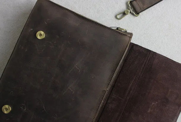 Handmade leather men Briefcase messenger coffee shoulder bag vintage bag