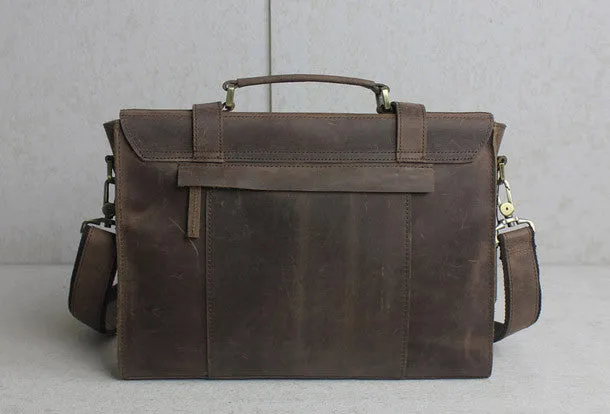 Handmade leather men Briefcase messenger coffee shoulder bag vintage bag