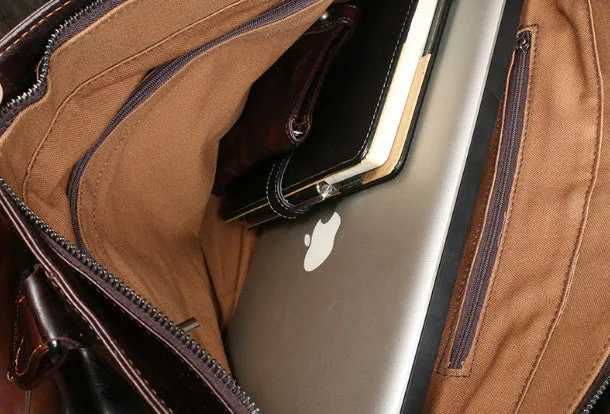 Handmade leather men Briefcase messenger large vintage shoulder laptop bag vintage bag