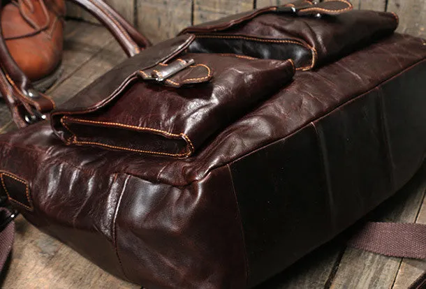 Handmade leather men Briefcase messenger large vintage shoulder laptop bag vintage bag