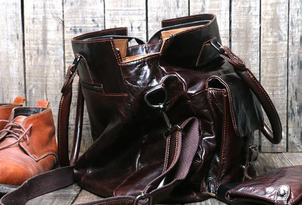 Handmade leather men Briefcase messenger large vintage shoulder laptop bag vintage bag