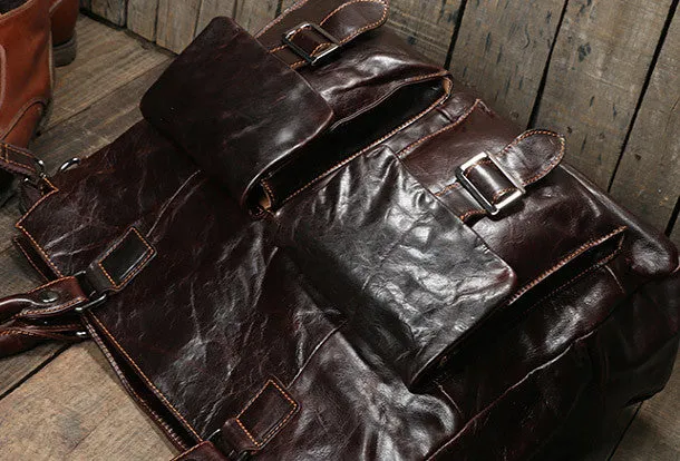 Handmade leather men Briefcase messenger large vintage shoulder laptop bag vintage bag