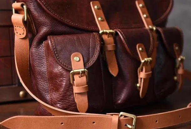 Handmade leather men Briefcase messenger vintage shoulder laptop bag vintage bag