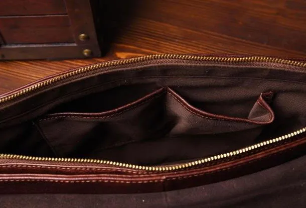 Handmade leather men Briefcase messenger vintage shoulder laptop bag vintage bag