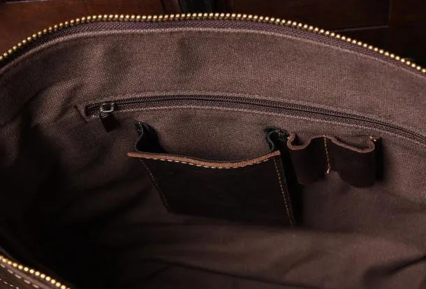 Handmade leather men Briefcase messenger vintage shoulder laptop bag vintage bag