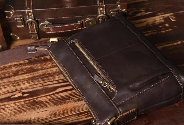 Handmade leather men Briefcase messenger vintage shoulder laptop bag vintage bag