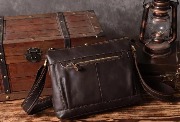 Handmade leather men Briefcase messenger vintage shoulder laptop bag vintage bag