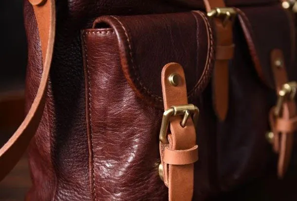 Handmade leather men Briefcase messenger vintage shoulder laptop bag vintage bag