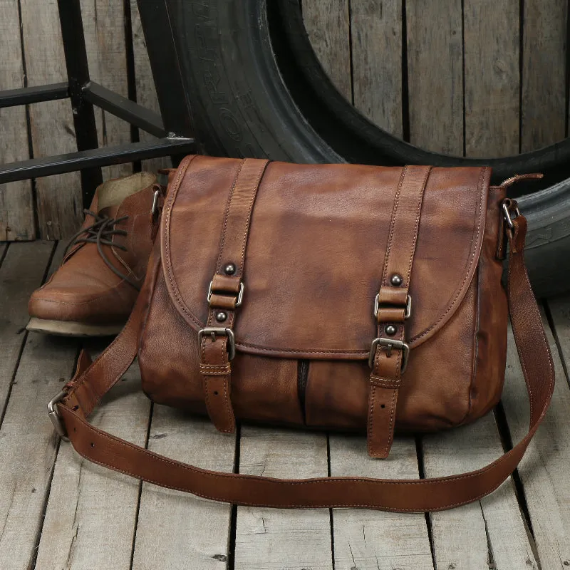 Handmade leather men Briefcase messenger vintage shoulder laptop bag vintage bag