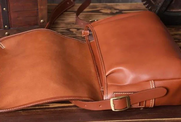 Handmade leather men Briefcase messenger vintage shoulder laptop bag vintage bag