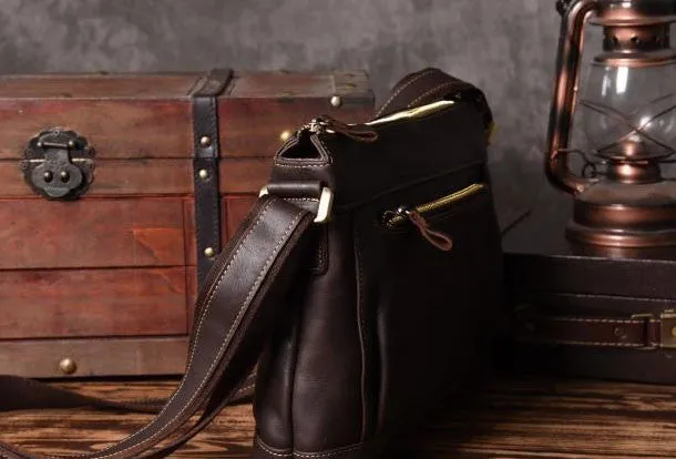 Handmade leather men Briefcase messenger vintage shoulder laptop bag vintage bag