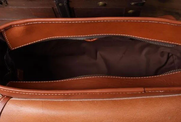 Handmade leather men Briefcase messenger vintage shoulder laptop bag vintage bag