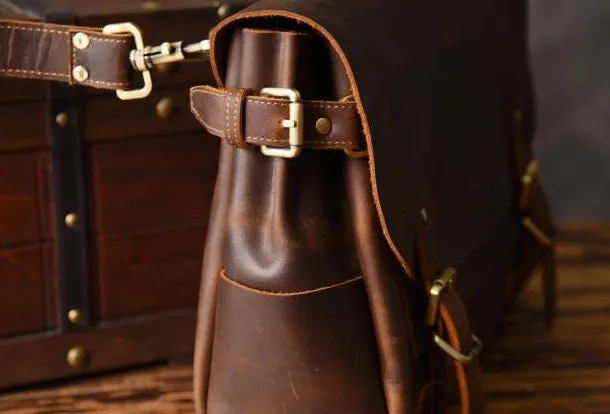 Handmade leather men Briefcase messenger vintage shoulder laptop bag vintage bag