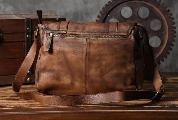 Handmade leather men Briefcase messenger vintage shoulder laptop bag vintage bag
