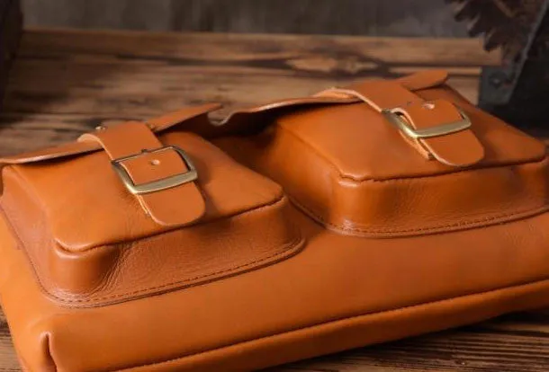 Handmade leather men Briefcase messenger vintage shoulder laptop bag vintage bag