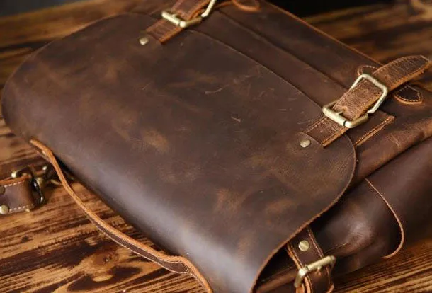 Handmade leather men Briefcase messenger vintage shoulder laptop bag vintage bag