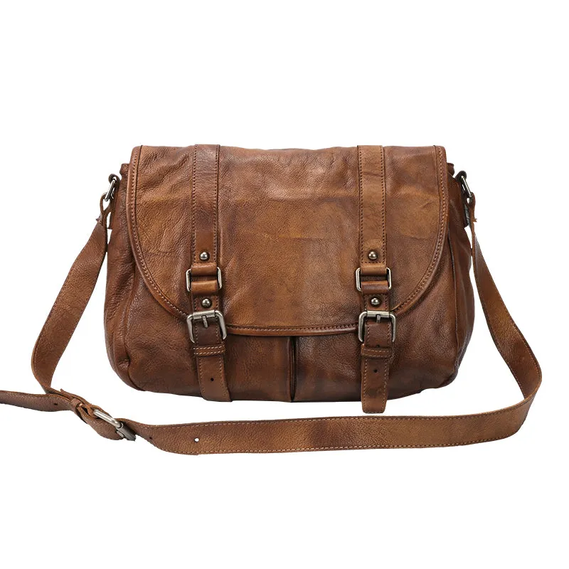 Handmade leather men Briefcase messenger vintage shoulder laptop bag vintage bag