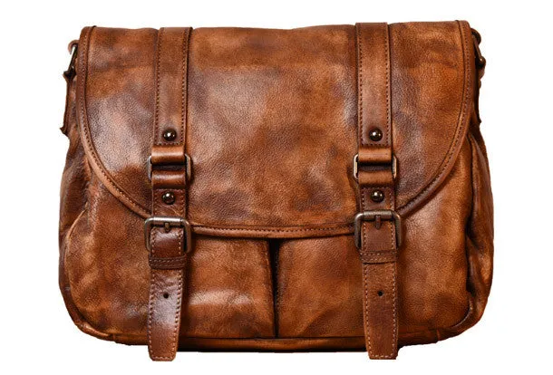 Handmade leather men Briefcase messenger vintage shoulder laptop bag vintage bag