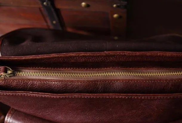Handmade leather men Briefcase messenger vintage shoulder laptop bag vintage bag