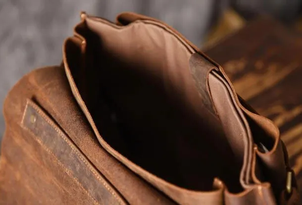 Handmade leather men Briefcase messenger vintage shoulder laptop bag vintage bag
