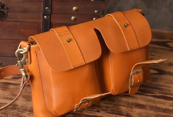 Handmade leather men Briefcase messenger vintage shoulder laptop bag vintage bag
