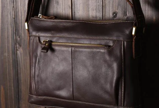 Handmade leather men Briefcase messenger vintage shoulder laptop bag vintage bag