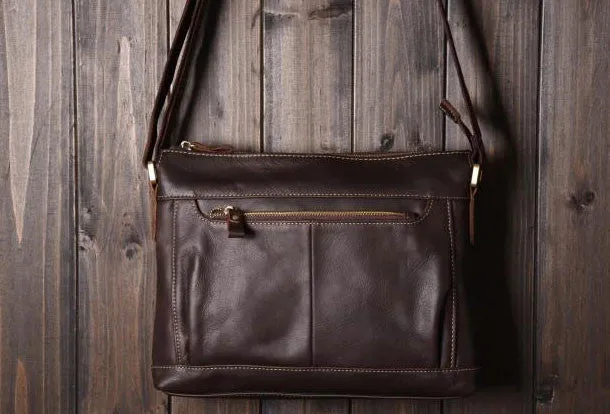 Handmade leather men Briefcase messenger vintage shoulder laptop bag vintage bag