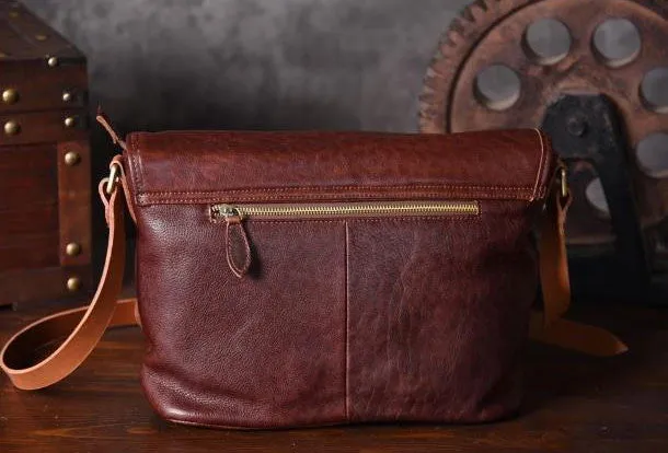 Handmade leather men Briefcase messenger vintage shoulder laptop bag vintage bag
