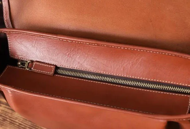 Handmade leather men Briefcase messenger vintage shoulder laptop bag vintage bag