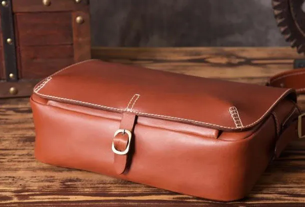 Handmade leather men Briefcase messenger vintage shoulder laptop bag vintage bag