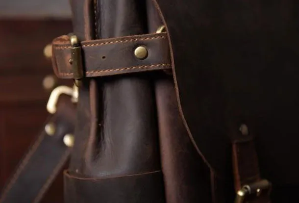 Handmade leather men Briefcase messenger vintage shoulder laptop bag vintage bag