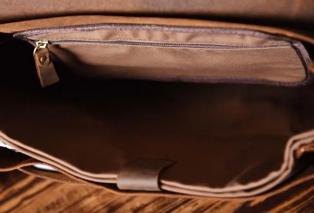 Handmade leather men Briefcase messenger vintage shoulder laptop bag vintage bag