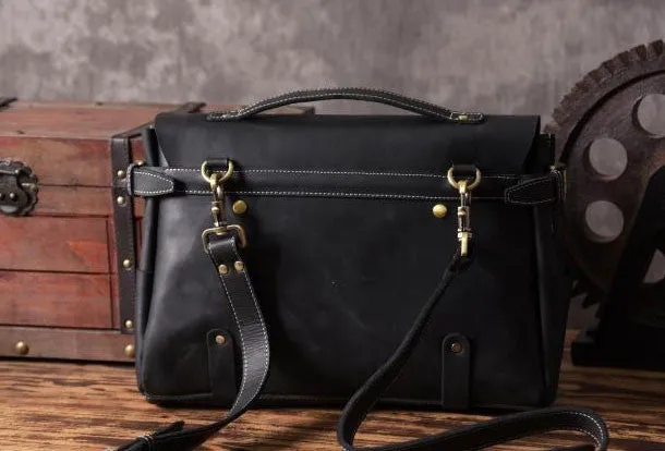 Handmade leather men Briefcase messenger vintage shoulder laptop bag vintage bag