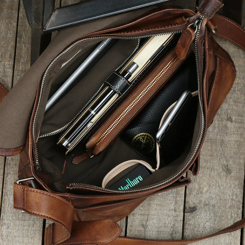 Handmade leather men Briefcase messenger vintage shoulder laptop bag vintage bag