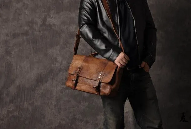 Handmade leather men messenger Bag Cool Shoulder Bags Travel Messenger Bags