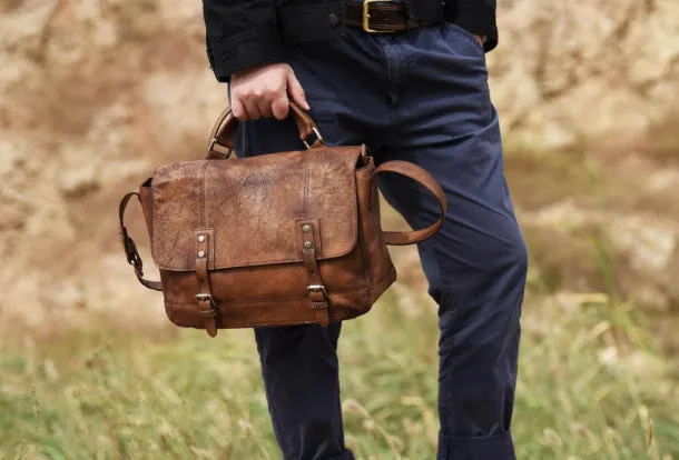 Handmade leather men messenger Bag Cool Shoulder Bags Travel Messenger Bags