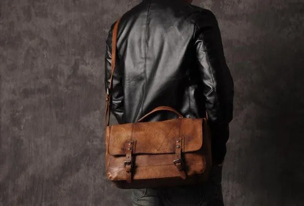 Handmade leather men messenger Bag Cool Shoulder Bags Travel Messenger Bags