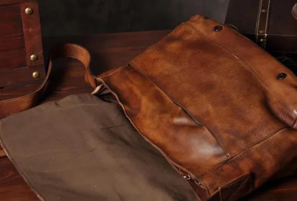 Handmade leather men messenger Bag Cool Shoulder Bags Travel Messenger Bags