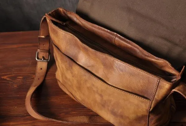 Handmade leather men messenger Bag Cool Shoulder Bags Travel Messenger Bags