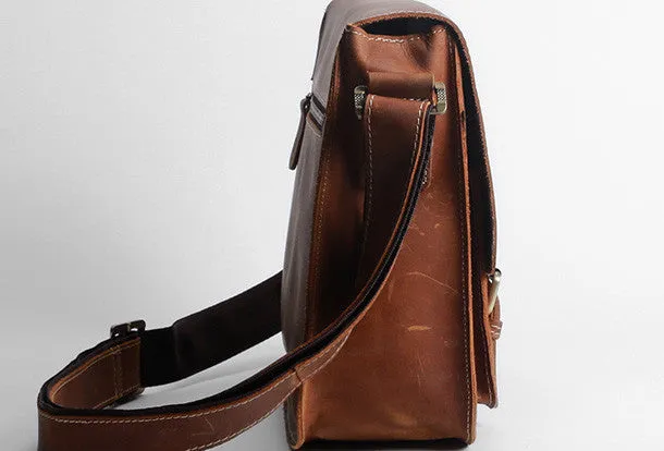 Handmade leather men messenger large vintage shoulder bag for men