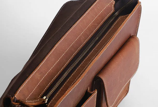 Handmade leather men messenger large vintage shoulder bag for men