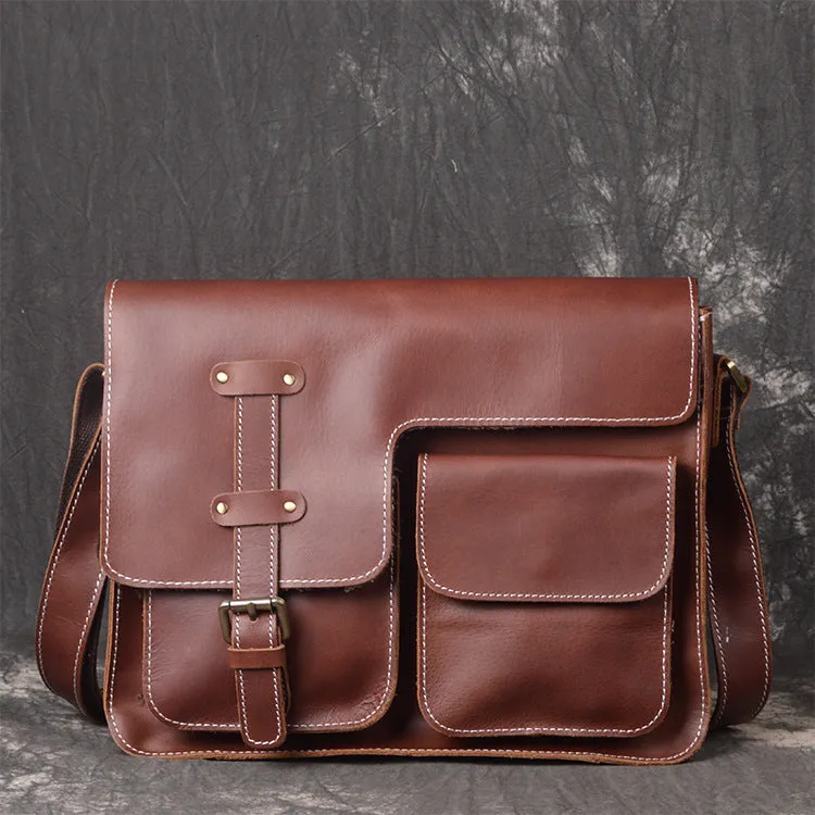 Handmade leather men messenger large vintage shoulder bag for men