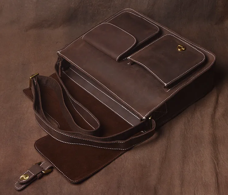 Handmade leather men messenger large vintage shoulder bag for men
