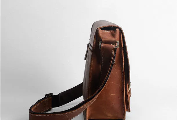 Handmade leather men messenger large vintage shoulder bag for men