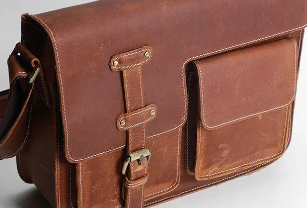 Handmade leather men messenger large vintage shoulder bag for men