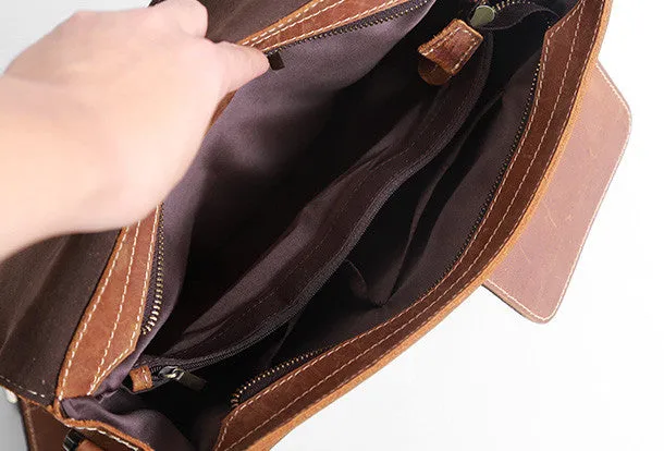 Handmade leather men messenger large vintage shoulder bag for men