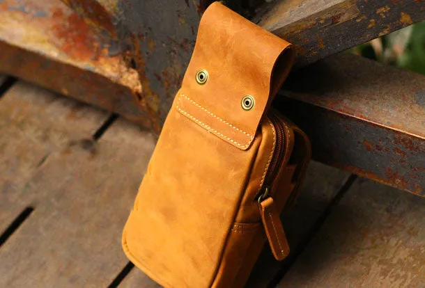 Handmade Leather Mens Cell Phone Holsters Waist Bag Hip Pack Belt Bag for Men