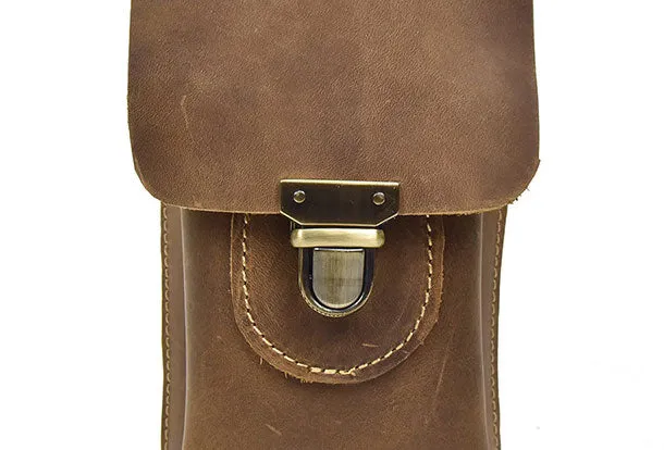 Handmade Leather Mens Cell Phone Holsters Waist Bags Hip Pack Belt Bag for Men