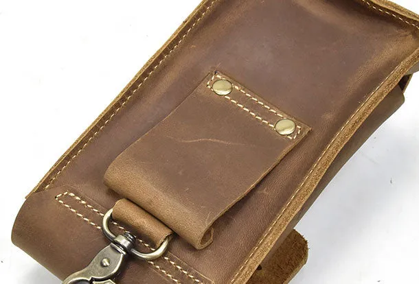 Handmade Leather Mens Cell Phone Holsters Waist Bags Hip Pack Belt Bag for Men
